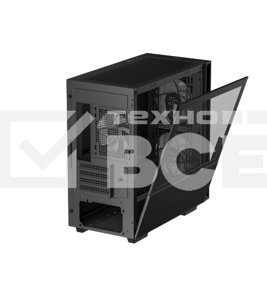 Компьютерный корпус Deepcool CH360 без БП, боковое окно (закаленное стекло), 2x140мм ARGB LED вентилятор спереди и 1x120мм ARGB LED вентилятор сзади, черный, mATX
