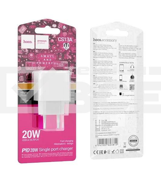 Сетевое зарядное устройство HOCO (6942007603812) CS13A 1USB 3.0A PD 20W