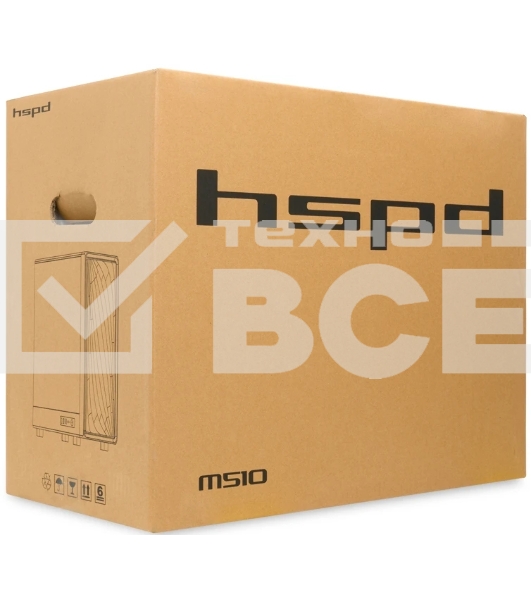 Компьютерный корпус без блока питания HSPD M510, Mesh Mid Tower, черный, TG, 0.5 SPCC, no fans ATX, mATX, mITX 180/280/160мм 1x2.5', 1x3.5', 7xPCI 1xUSB-A 3.0, 1xUSB-A 1.0 517x277x418мм