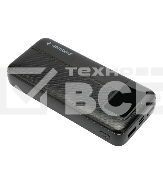 Портативный аккумулятор Gembird GPB-20Q, 20000мА·ч, QC/PD, дисплей, черный