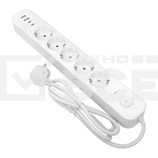 Удлинитель EKF UBA-LUX-503-TC 5х3 м IP20 2USB 2.4А+2type-C LUX 1.5 кв.мм
