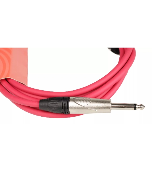Кабель гитарный FORCE FGC-09/3 RD1/4' TS Jack - 1/4' TS Jack, высококачественный, малошумящий с проводниками из безкислородной меди OFC, диаметр 6 мм, профессиональные металлические разъемы, длина 3 м, цвет красный