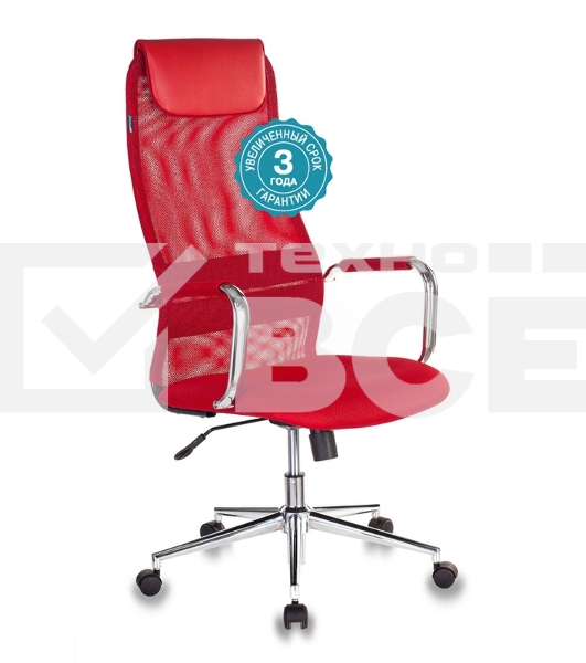 Кресло руководителя Бюрократ KB-9N/R/TW-97N красный TW-01 TW-11 сетка крестовина хром