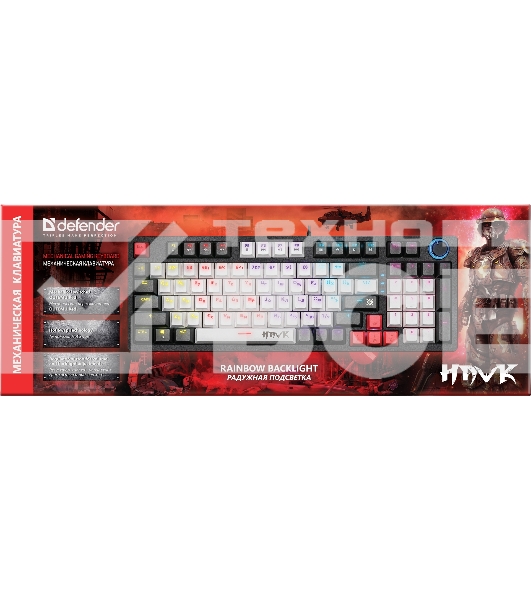 Клавиатура Defender Hawk GK-418 проводная, USB, черный/белый