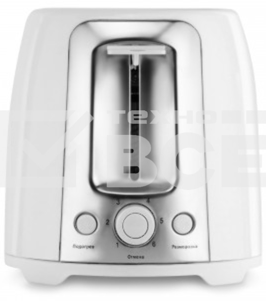 Тостер Vitek VT-1582 W белый  (белый, 750 Вт, 2 отделения, механическое управление)