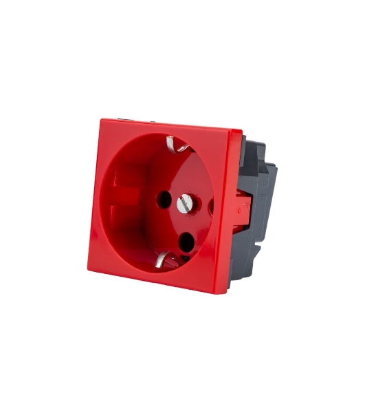 Механизм розетки Legrand 1-м СП Mosaic 2 модульный, с заземлением, красный Legrand 077214 124965