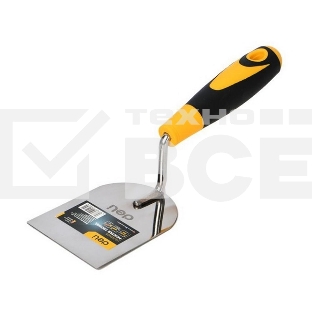 Кельма (мастерок) Deli DL509324 нержавеющая сталь, рабочая часть 60х100мм, форма 'лопатка', прорезиненная рукоятка