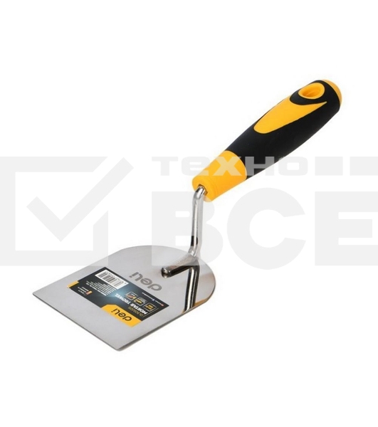 Кельма (мастерок) Deli DL509324 нержавеющая сталь, рабочая часть 60х100мм, форма 'лопатка', прорезиненная рукоятка