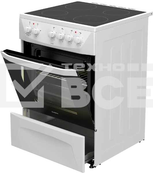 Электрическая плита Darina 1D EC141 607 W белый, конфорок 4 шт, духовка 50 л, 60 см x 85 см x 60 см