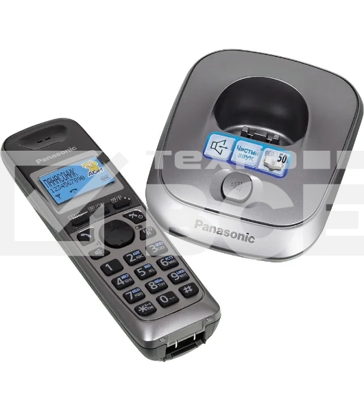 Телефон беспроводной (DECT) Panasonic KX-TG2511RUM (металик) {АОН, Caller ID,спикерфон на трубке,переход в Эко режим одним нажатием}