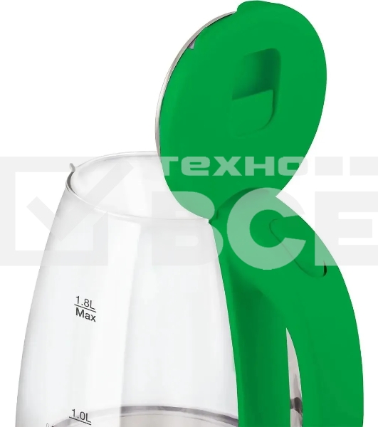 Чайник электрический Blackton Bt KT1800G Green. Мощность: 1500 Вт / Максимальный объем: 1.8 л / Материал корпуса: Стекло / Длина электрошнура: Около 0.8 м / Внутренняя подсветка: Да, синяя