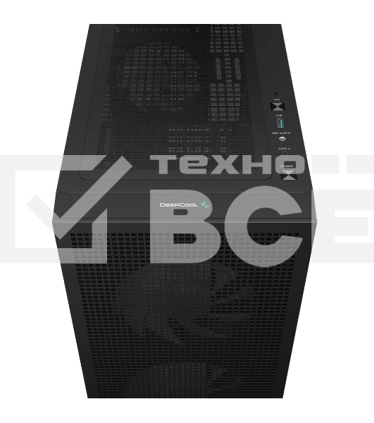 Компьютерный корпус Deepcool CH360 без БП, боковое окно (закаленное стекло), 2x140мм ARGB LED вентилятор спереди и 1x120мм ARGB LED вентилятор сзади, черный, mATX