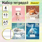 Набор тетрадей Silwerhof 12л. лин. A5 Мягкие игрушки 4диз. мел.карт. вод.лак скрепка (упак.:4шт), фото2