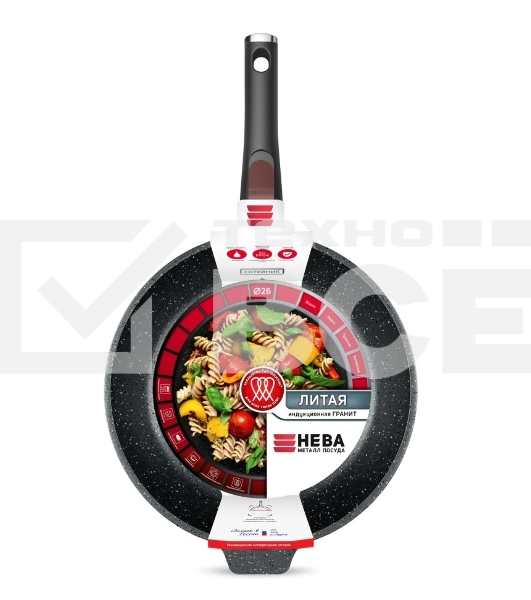 Сотейник 26 НЕВА МЕТАЛЛ ПОСУДА L181326i высокий литая Индукция Гранит с/р