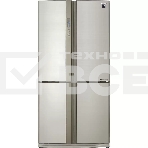 Холодильник Sharp SJ-EX93PBE бежевый трёхкамерный 345/211 л морозилка снизу Side by Side, фото 1