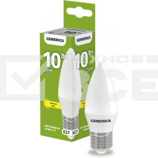 Лампа светодиодная C35 свеча 10Вт 230В 3000К E27 GENERICA