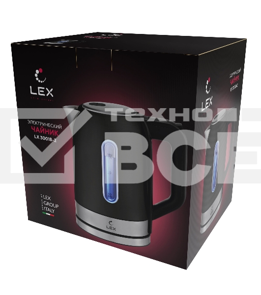 Чайник электрический LEX LX 30018-2 1.7 л, 2200 Вт, черный