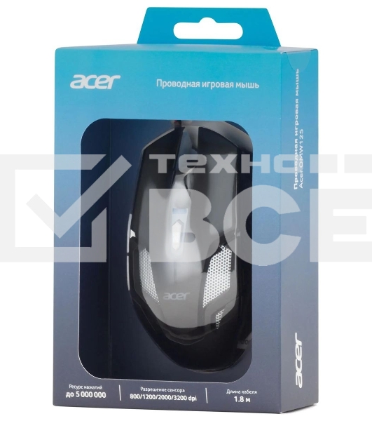 Мышь проводная Acer OMW125 черный оптическая (3200dpi) USB (6but)