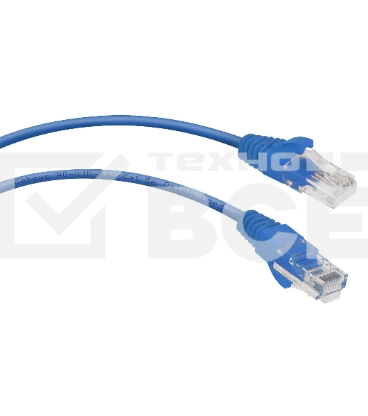 Шнур комм. Cabeus, кат. 5е, неэкр., U/UTP, RJ45/RJ45, LSZH, AWG24, 0.5м, синий