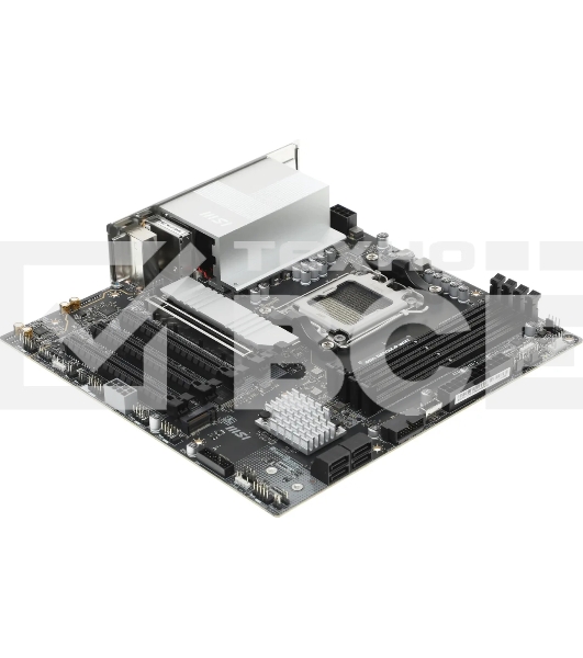 Материнская плата MSI PRO B850M-P WIFI, AM5, AMD B850, 4xDDR5, 4xSATA, 3xM.2, 1xPCIe 5.0 x16, 1xPCIe 4.0 x4, 2xPCIe 3.0 x1, 1xHDMI, 2xUSB-C 10Gbps, 1xUSB-A 5Gbps, 1xUSB-A 10Gbps, 4xUSB-A 2.0, 2x3.5 мм, S/PDIF, 1x5Gb LAN, Wi-Fi 7, Bluetooth 5.4, 7.1, mATX