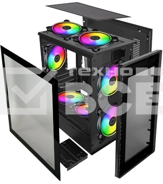 Компьютерный корпус Ginzzu CL406 mATX FAN 3*12 FRGb (12RR4)