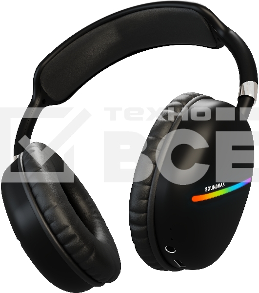 Беспроводные/проводные наушники SOUNDMAX SM-HP2200B черный, накладные, Bluetooth + проводной, до 8 ч