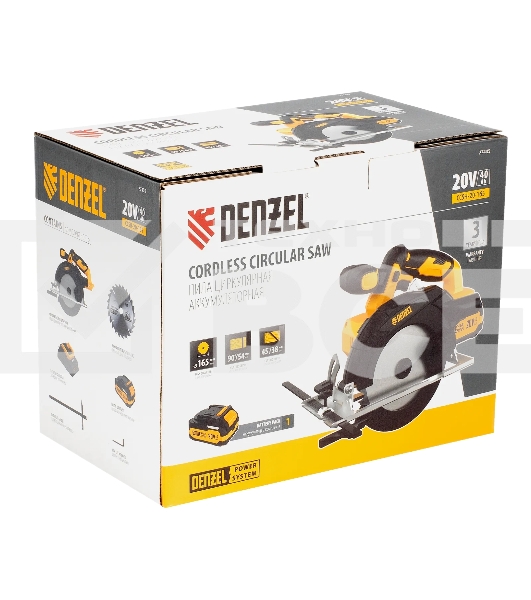 Пила циркулярная аккумуляторная Denzel CCSH-20-165, 165 мм, Li-Ion, 20 В