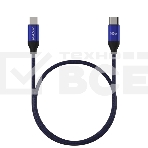 Кабель Maxvi MCw-100TT blue USB-C - USB-C, 5A разъемы USB-C - USB - C, Максимальная мощность 100W, ток макс. нагрузки 5А, макс. напряжение 20V;стандарт USB 3.1, длина 1.2м, нейлоновая оплетка, металлические корпуса разъемов, цвет синий., фото 1