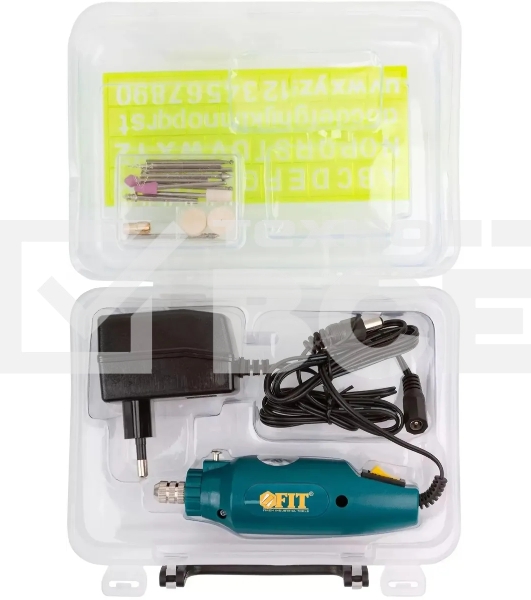 Мини-дрель FIT 80530 12 Вт; 12000 об/мин; 3,2 мм; адаптер; набор насадок; пластик. кейс