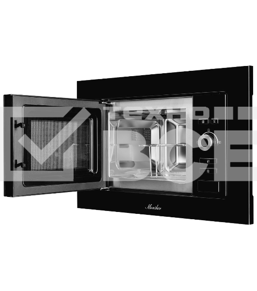 Встраиваемая микроволновая печь Monsher MMH 201 B, 59.3х38.5х31.3 см, мощность микроволновой печи 800-1250 Вт, мощность гриля 1000 Вт, 5 уровней мощности, электронное управление, многофункциональный дисплей, режим Микроволны/Гриль/Комби, автоменю8 программ, блокировка от детей, быстрый пуск, Принадлежности: высокая решетка для гриля, поворотный стол 245 мм, объем 20 л, : черный/стекло
