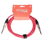Кабель гитарный FORCE FGC-09/3 RD1/4' TS Jack - 1/4' TS Jack, высококачественный, малошумящий с проводниками из безкислородной меди OFC, диаметр 6 мм, профессиональные металлические разъемы, длина 3 м, цвет красный, фото 1