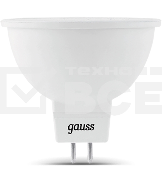 Лампа светодиодная Gauss 101505307 7Вт цок.:GU5.3 рефлек. 150B св.свеч.бел.хол. MR16 (упак.:10шт)