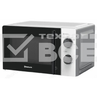 Микроволновая печь Sakura SA-7050W белый, 20 л, 700 Вт, переключатели - поворотный механизм