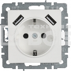 Розетка 1-местная IEK BRITE РЮш10-1-БрБ (BR-R14-16-U21-D21-K01) 16А, с USB A+A 2.1А, с заземлением с защитными шторками, белый, фото3