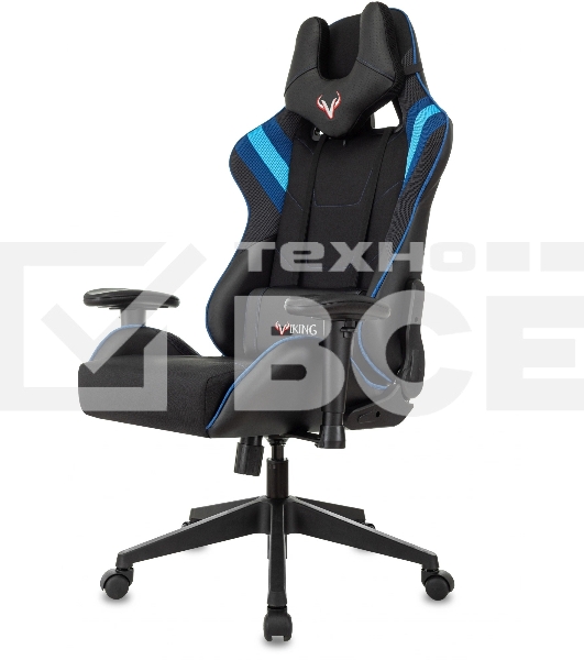 Кресло игровое Бюрократ VIKING 4 AERO BLUE черный/синий, искусст.кожа/ткань, две подушки