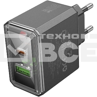 Сетевое зарядное устройство BOROFONE (6941991110641) 1USB+1Type-C 3.0A QC3.0 PD 30W, черный