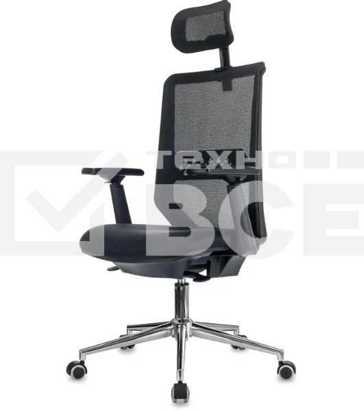 Кресло эргономичное Бюрократ MC-612N-H черный TW SQU BL сетка/ткань с подголов. крестов. металл хром