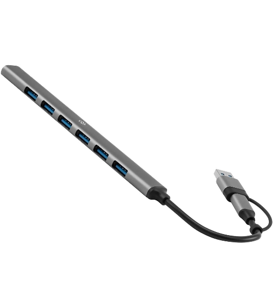 USB-концентратор Digma DHUB-7USB-AC-2.0, USB-C + USB-A, USB 2.0 7 портов, USB