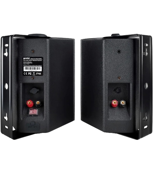 Акустическая система Gemini GHSI-W525BT-PR-BLK Активная + пассивная АС, 5.25' НЧ + 0.75' ВЧ, мощность RMS/Peak 60/150 Вт, АЧХ 45-20000 Гц, динамики: 5' НЧ, 1' ВЧ, IP44, BT, 3,5 мм AUX вход, 3,5 мм AUX выход, настенные крепления, пульт ДУ, цвет черный