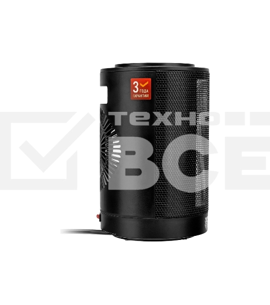 Тепловентилятор керамический Denzel DTFC-1200S, черный, 600/1200 Вт, 12 м2, 3 режима, термостат