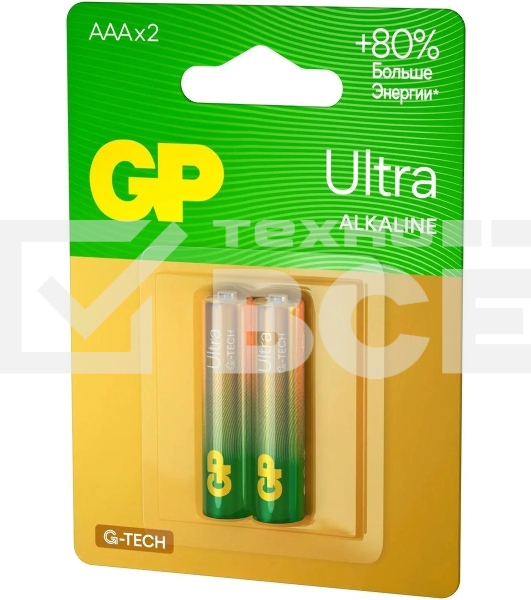 Батарея GP Ultra Alkaline 24AUA21-2CRSBC2 AAA (2шт)