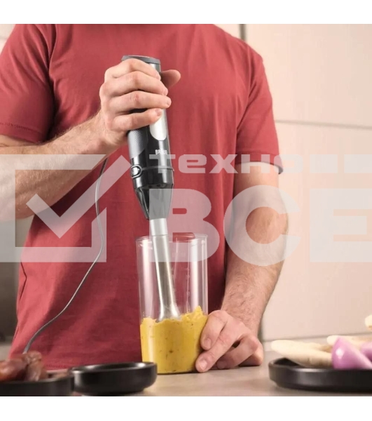 Блендер Braun MQ55001MBK, погружной, черный/серебристый