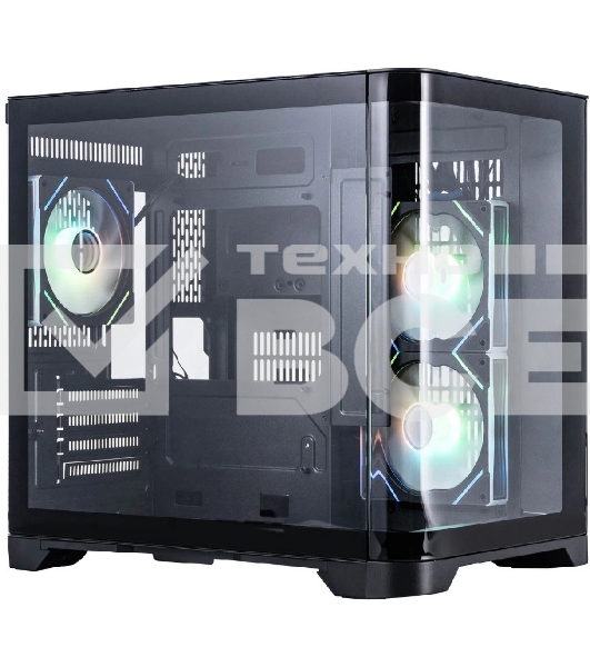 Компьютерный корпус 1STPLAYER UVIEW UV5 ARGB черный mATX 3x120мм ARGB fans UV5-BK-2FC7R-1FC7