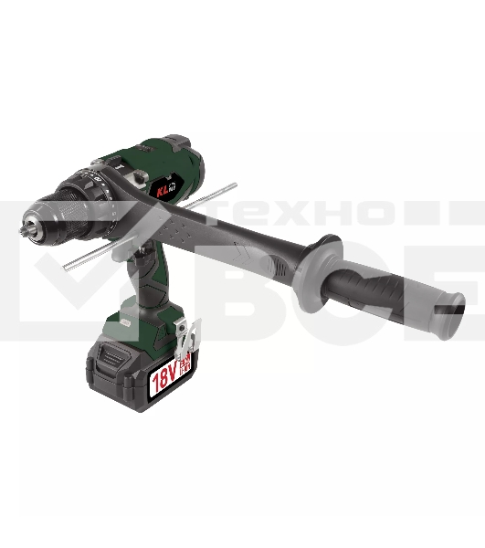 Профессиональный аккумуляторный бесщеточный ударный шуруповерт Klpro KLDM18BHX-50 (18В, Li-ion-2шт, 5.0А·ч, 150Нм, 2 скорости, подсветка, магнитная бита,З/У,в кейсе)