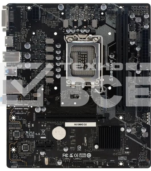 Материнская плата Biostar H610MHD D5, LGA1700, Intel H610, 2xDDR5, 4xSATA, 1xM.2, 1xPCIe 4.0 x16, 1xPCIe 3.0 x1, 1xDP, 1xHDMI, 1x1Gb LAN, 2xUSB-A 5Gbps, 4xUSB-A 2.0, 2x3.5 мм, 7.1, mATX