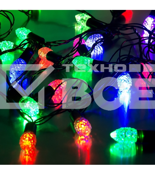 Гирлянда светод. Funray Шишки, SE-CONE-540M, 5M, 40 LED, мульти (3цв.), темно-зел. шнур 0,7м,