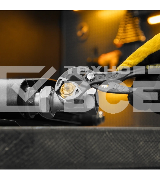 Клещи переставные Denzel кнопочный механизм, обливные рукоятки, 180 мм