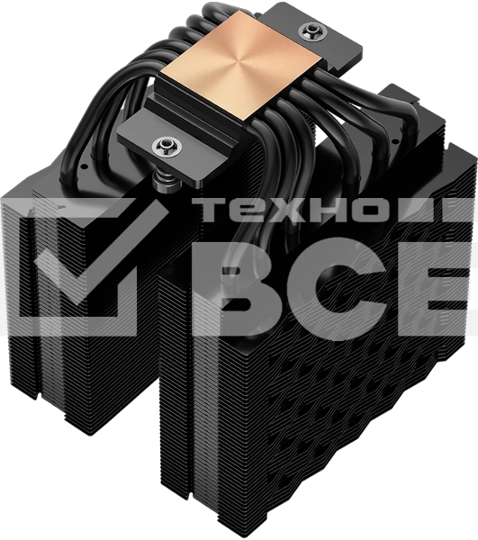 Кулер для процессора PCCooler RT620 Digital BK (250W, 4-pin PWM, LED temp., 157mm, 6x6mm, 2x120мм, 73.32CFM, 34.9dBA, 2200RPM, S: 1851/1700/1200/115X, AM5/AM4, черный)