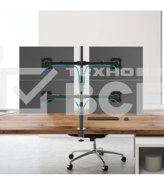 Кронштейн ONKRON D421E для четырех мониторов 13'-32' настольный, черный