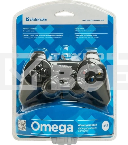 Геймпад Defender Omega USB, Проводной геймпад, 12 кнопок, 2 стика